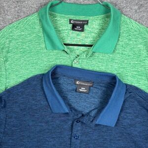 Kyodan Golf Polo Shirts Lot of 2 Bundle Mens Medium Green Blue Jersey Stretch